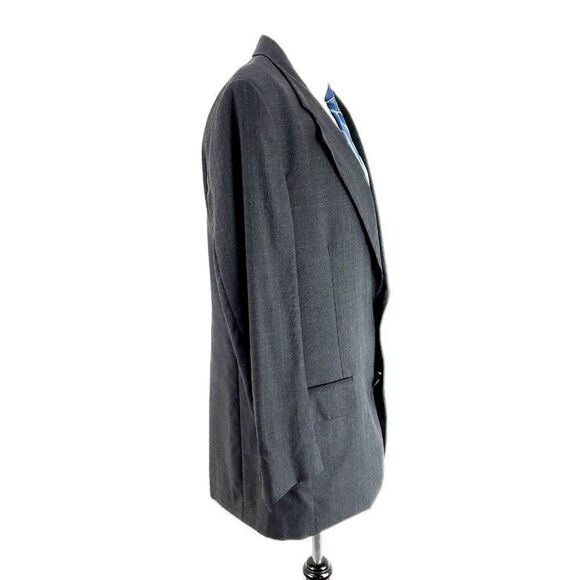 Jos A Bank Gordon Wool 2 Button Blazer 42L Gray Plaid W/ Blue Windowpane - Picture 6 of 11